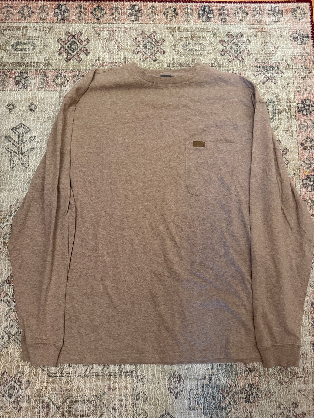 Pendleton Men's Long-Sleeve Pocket Crewneck Shirt Large - Taupe Brown